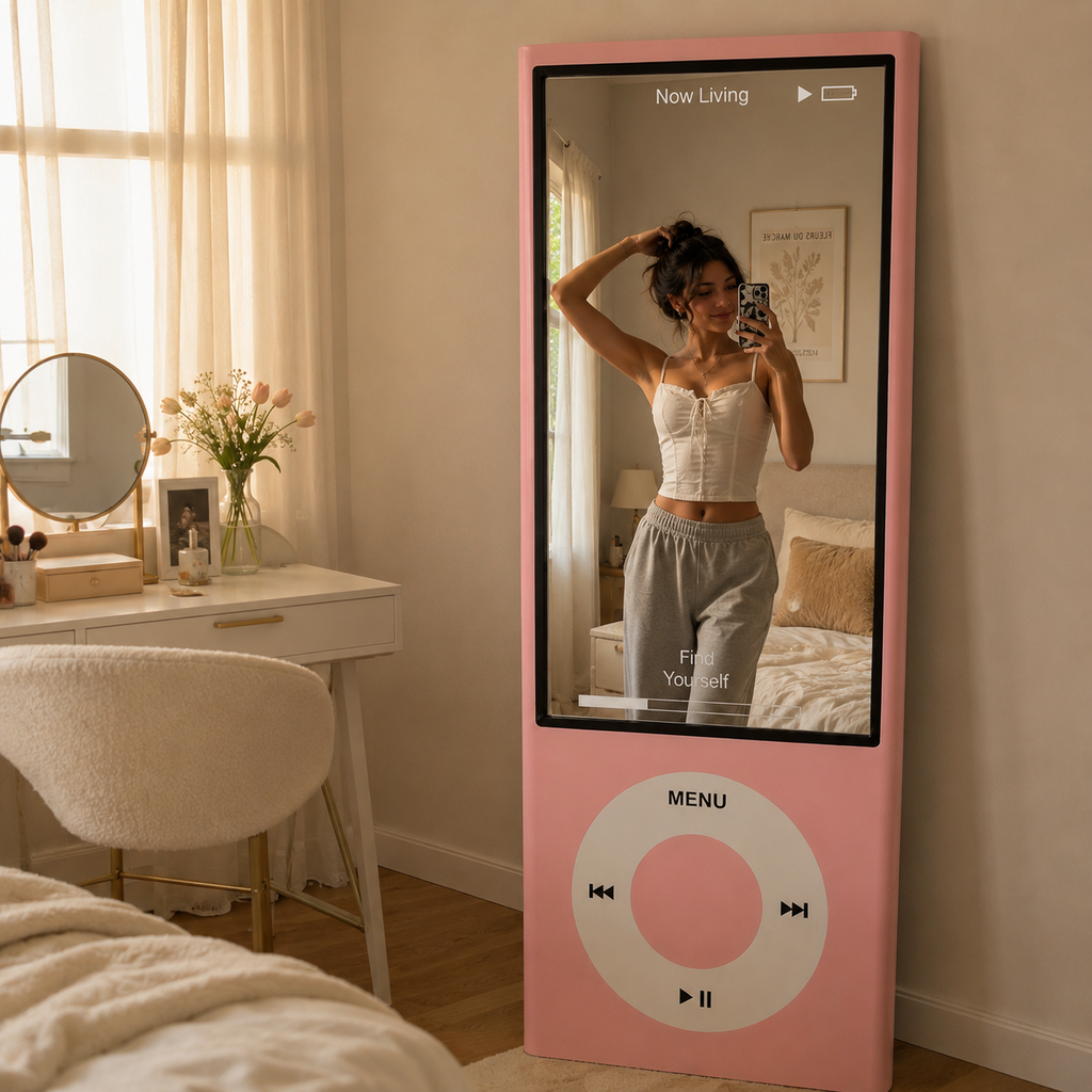 Espelho iPod Decorativo Estilo Retrô (rosa)